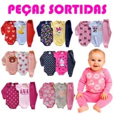 Kit 3 a 12 Peças Roupa de Bebê Sortido Body de Bebê MENINA Manga Longa– Conjunto de Bebê INVERNO RN–GG
