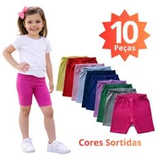 Kit 10 Bermudas Ciclista Infantil Menina Short Legging Cotton Confortável Verão 1 a 10 Anos
