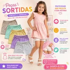 Kit Com 3 ou 5 Shorts Anágua Segurança Menina Infantil Algodão Cotton Sortido Segunda Pele Usar Por Baixo do Vestido