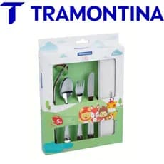Kit Talheres Infantil 5 Peças | Aço Inox com Estojo