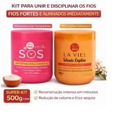 Kit Reconstrução Profissional NHA – SOS Antiemborrachamento + Selante Capilar La Vie! Plástica de Fios – Força, Brilho