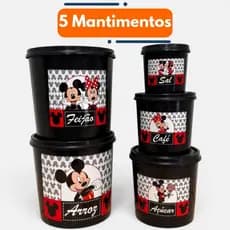Kit 5 Potes Mantimentos Hermético Cozinha Plástico Resistente Premium