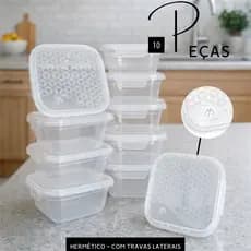 Kit 10 Marmita Potes 800ml com Travas Laterais BPA FREE