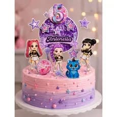 Topo de bolo personalizado com nome e idade, Guerreiras do k-pop.