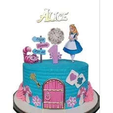 Topo de bolo personalizado Alice no país das maravilhas, colocamos o nome e idade.