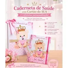 Carteirinha de vacina personalizada ursinha com nome, presente afetivo, lembrança.
