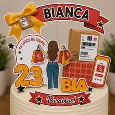 Topo de bolo engraçado personalizado 3D com nome e idade.