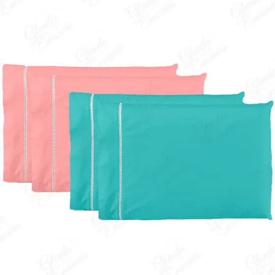 Kit com 4 Fronhas Cores Lisas  (2 Pares) Ponto Palito.