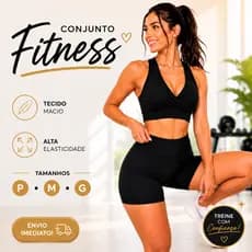Conjunto Fitness Feminino Academia Top e Short Cintura Alta Suplex Academia Treino P M G |649L| Lançamento
