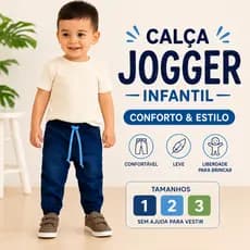 Calça Jogger Infantil Jeans Menino Cós Elástico Confortável Tam 1 2 3 |591| Lançamento