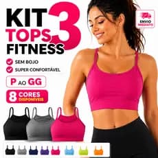 Kit 3 Tops Fitness Feminino Academia Alça Fina Confortável Top Academia Treino Yoga Corrida P ao GG |1415| Lançamento