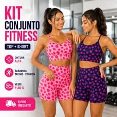 Conjunto Fitness Feminino Top e Short Cintura Alta Academia Treino Corrida Veste P ao G |1122| Lançamento