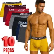 Kit 10 Cuecas Boxer Microfibra Adulto Premium  Original Masculina Cueca Box Masculino