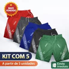 Kit 5 Bermudas Shorts Masculina Poliéster Calção Academia Esportiva Esportivo Preço de Fábrica |468-5| Lançamento
