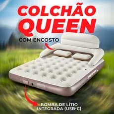 Colchão Inflável Queen Size Com Bomba Inflável De Bateria De Lítio 200*150*22cm Com Encosto Removível Para Proteção