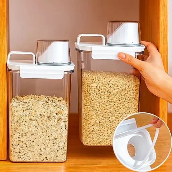 Pote Hermético Medidor 2300ml Farinhas Café Feijão kit 2