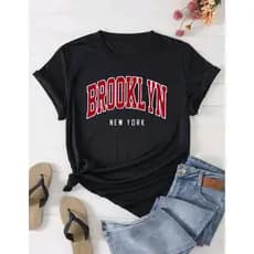 Baby Look Brooklyn New York 100%Algodão Gola Redonda Ótima Qualidade