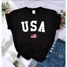 Camiseta USA Baby Look 100%Algodão Gola Redonda Envios Rapidos