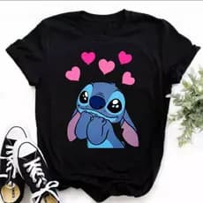 Baby Look Lilo Stitch Feminino Fofo 100%Algodão Altissima Qualidade