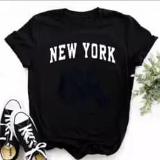 Baby Look New York Escrita 100%Algodão Tendência Qualidade Premium