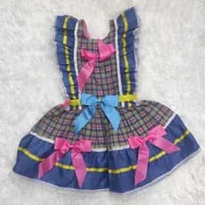 Vestido Festa Junina Infatil Xadrez sem Manga - Confecções 4 Cabeças