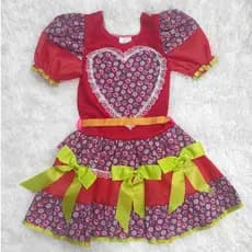 Vestido Festa Junina Infatil Vermelho - Confecções 4 Cabeças