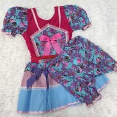 Vestido Festa Junina Infatil com Bermuda Rosa  - Confecções 4 Cabeças