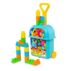 Brinquedos Blocos Carrinho de Puxar com 20 Peças Azul - Cardoso