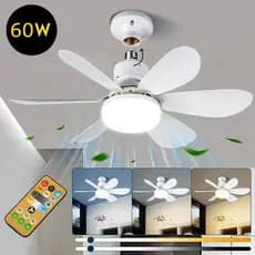 Ventilador De Teto Luz LED 60W  Com 6 Hélices 3 Tipos De Luz Bivolt Com Controle Remoto