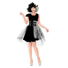 Fantasia Cruella De Vil Adulta de Halloween c/ Peruca