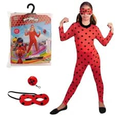 Fantasia Ladybug Infantil Original Miraculous de Luxo Com Máscara e Ioiô