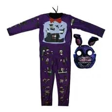 Fantasia Bonnie Infantil Longa Com Máscara de Halloween Five Nights at Freddy's