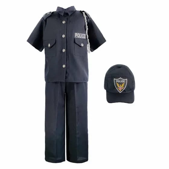 Fantasia Policial Infantil Menino Com Boné Festa Profissões