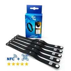 Kit 5 pulseira nfc com qrcode - de encostar aproximação cartão de visita onetag