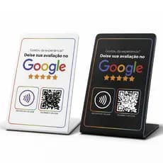 Placa De Avaliação Google Com Nfc E Qrcode (aproximação) onetag cartão de visita digital