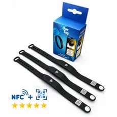 Kit 3 pulseira nfc com qrcode - de encostar aproximação cartão de visita onetag