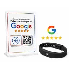 Avaliação google kit plaquinha de mesa nfc com qrcode + pulseira nfc com qrcode - onetag