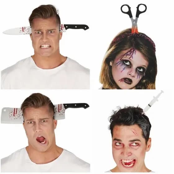 Arco/ Tiara Para o Halloween- Faca/ tesoura/ seringa/ machado - Halloween/ carnaval