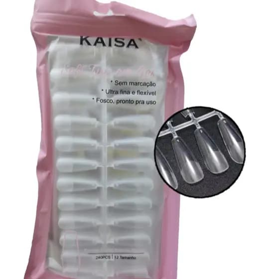 Kaisa Unhas Solft Tips em Gel Transparente 240 PCS Bailarina Stileto