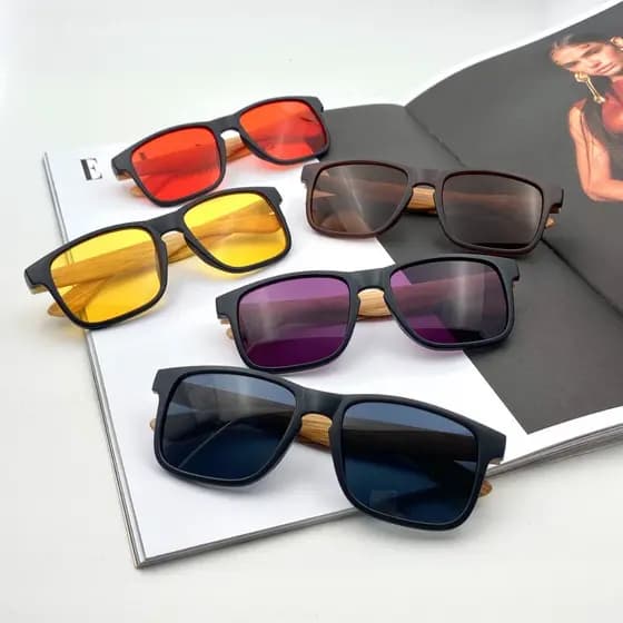 Kit 5 Óculos De Sol Masculino Feminino Justin Maderado Bambu Atacado