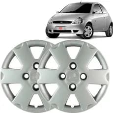 Par Calota Aro 13 Compatível Ka 2003 a 2005 Encaixe Parafuso Cubo Baixo