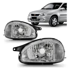 Par Farol Corsa 01 A 06 07 08 09 10 Cromado Carcaça Preta