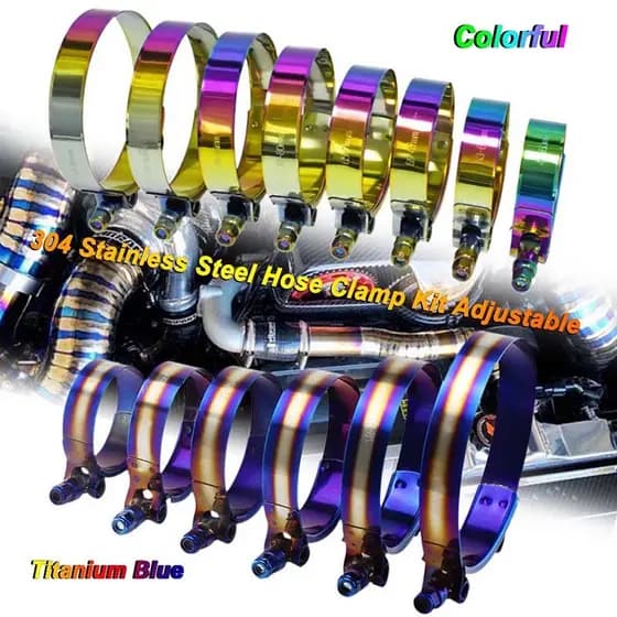 Kit De Braçadeira Para Mangueira De Aço Inoxidável 45mm A 98mm Universal T-Bolt  Ajustável Parafuso De Fixação Da De