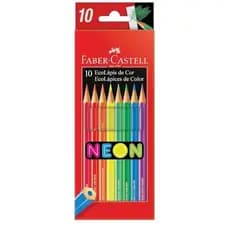 Ecolapis de cor, Faber-Castell, cores neon, estojo com 10 cores
