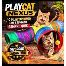 Túnel para Gatos PlayCat Nexus em T com Bolinha Interativa | Brinquedo Interativo Dobrável
