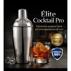 Coqueteleira Inox Profissional 500ml Élite Cocktail Pro com Filtro e Vedação Anti Vazamento para Drinks e Bar em Casa