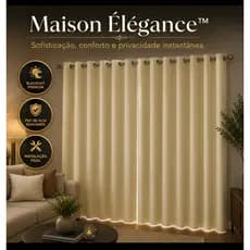 Cortina Blackout PVC Premium Maison Élégance 2,80x1,80 com Ilhós Bege – Bloqueio de Luz, Conforto Térmico e Decoração So