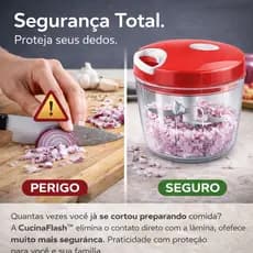 Mini Processador Manual CucinaFlash™ Triturador de Alimentos Portátil com Lâmina Inox – Pica Alho, Cebola, Legumes e Tem