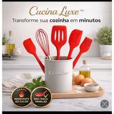 Kit Utensílios de Cozinha Silicone 5 Peças Resistente ao Calor Antiaderente Cucina Luxe™ Premium
