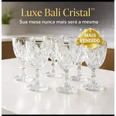 Jogo de 6 Taças de Vidro 350ml Luxo Bali Cristal Copo Elegante para Água Suco Drink Mesa Posta Resistente